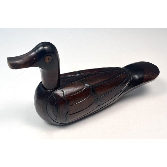 VTG MCM 10" Hand Carved Wooden Wood DUCK DECOY Figurine Art Tabletop Decor - Picture 1 of 5